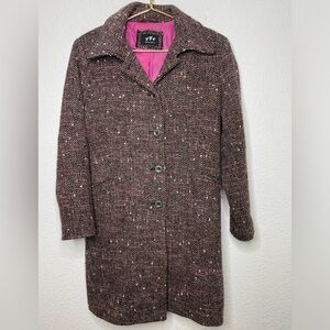 Mark & Spencer coat pea wool blend pink and black sz 16